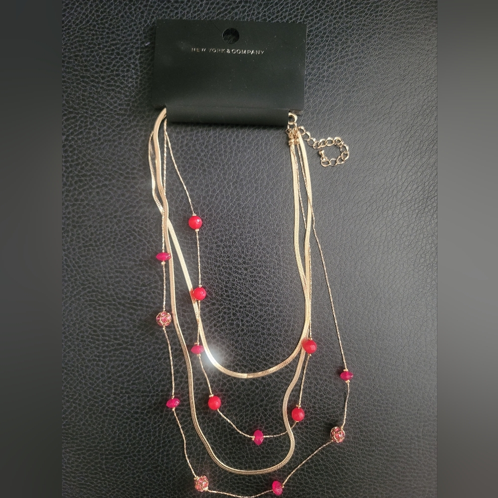 Layered Pink Gold Necklace - Picture 2 of 2